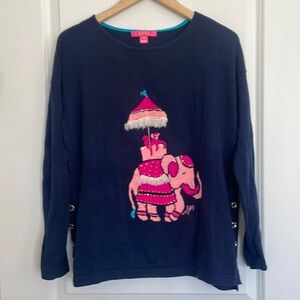 Lilly Pulitzer Women’s Caralynn Elephant Sweater Navy S